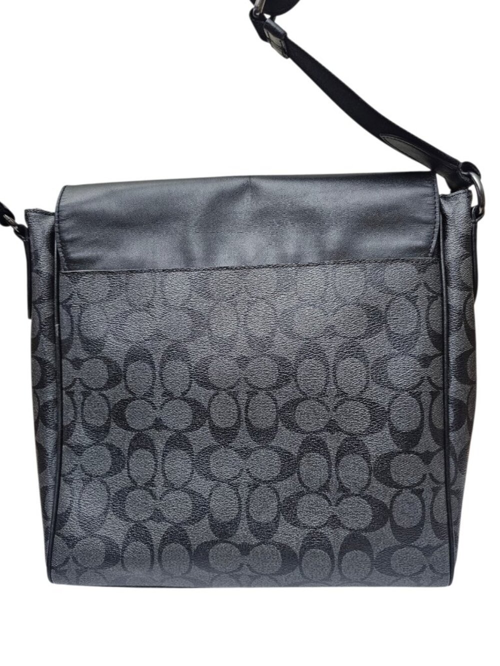 Coach Signature Monogram Crossbody Messenger Bag Black Charcoal Leather f54771 - Picture 5 of 14